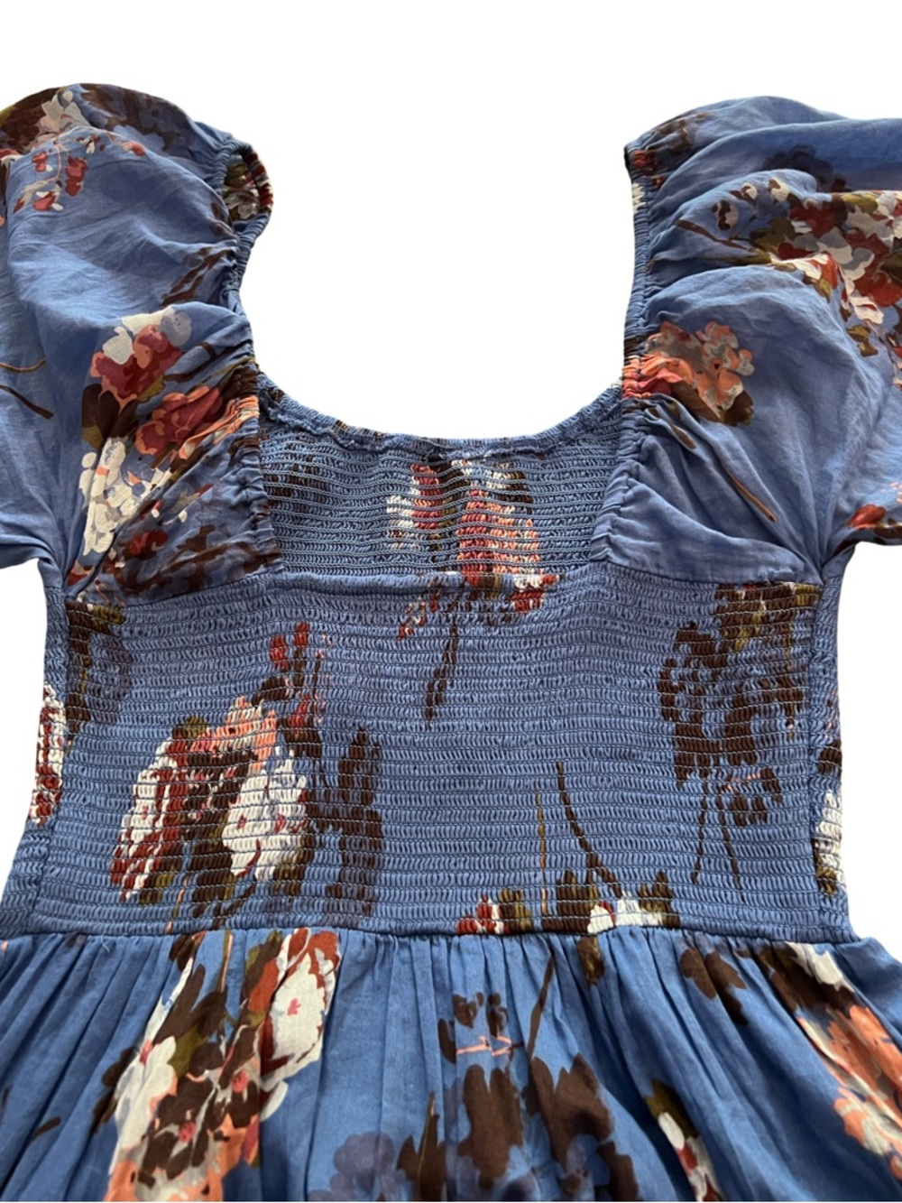 FREE PEOPLE Morning Glory Maxi Dress Dutch Blue Floral Boho XS Oversized New - Picture 12 of 13